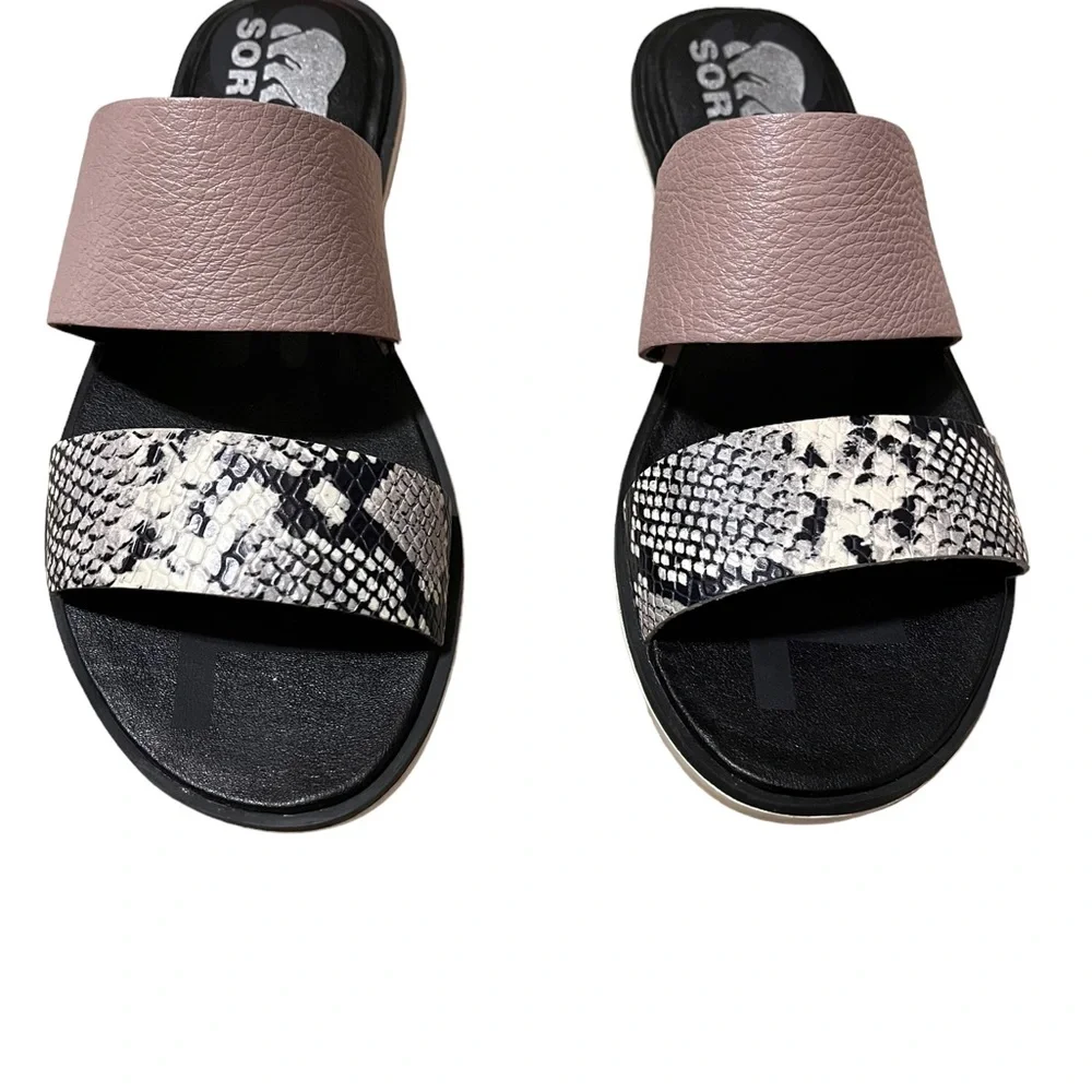 SOREL Women's Ella II Flat Slide Mauve Vapor Full Grain Leather Size 6